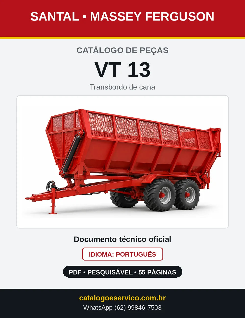 Capa do catálogo de peças Santal Massey Ferguson VT 13 em PDF