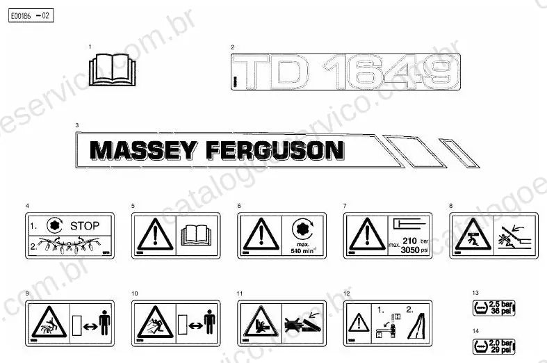 Vista explodida do Catálogo de Peças Massey Ferguson TD 1649 Trans — exemplo 4
