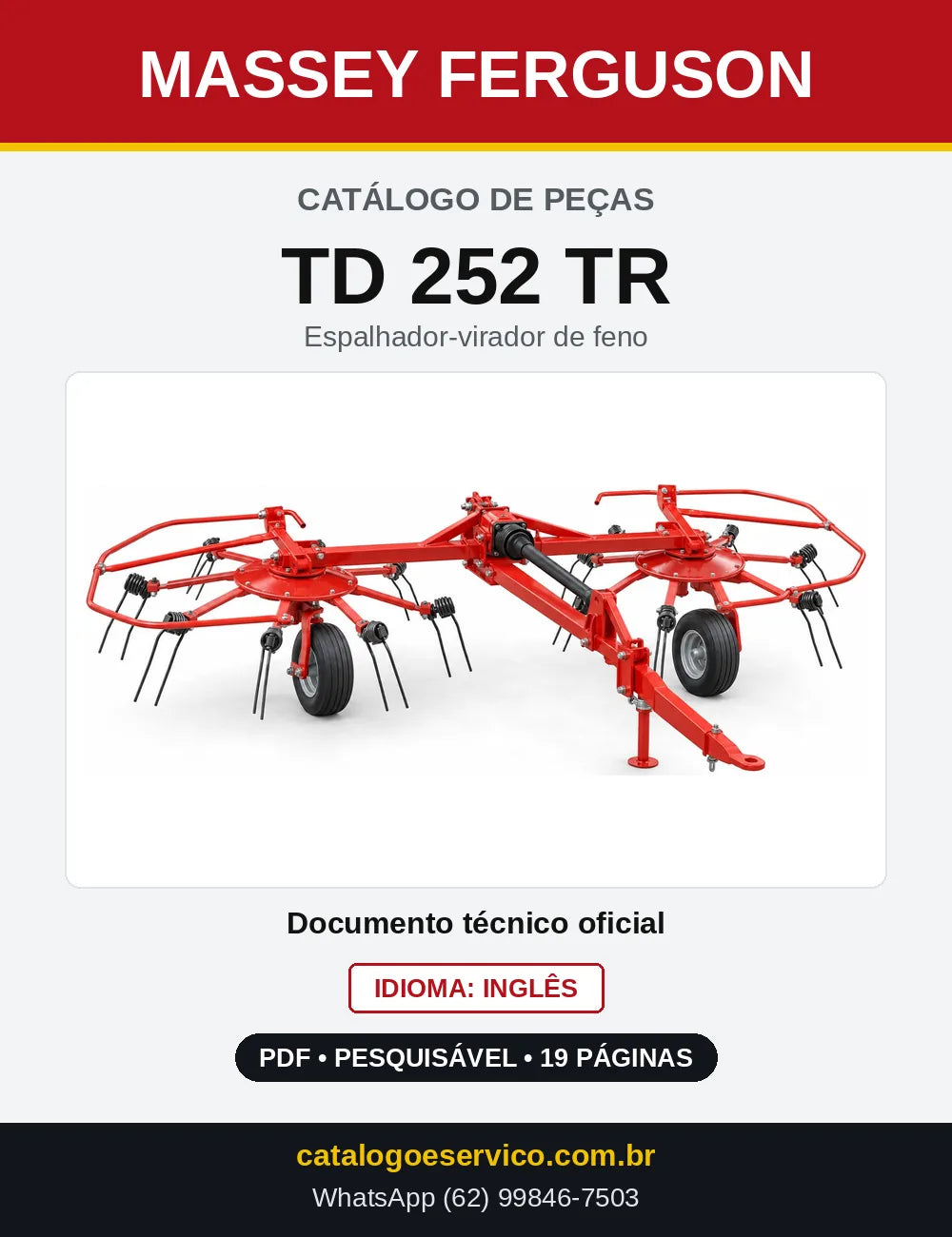 Capa do Catálogo de Peças Massey Ferguson TD 252 TR — Espalhador-virador de feno