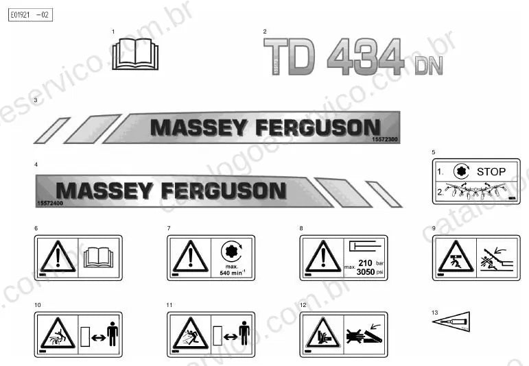Vista explodida do Catálogo de Peças Massey Ferguson TD 434 DN — exemplo 3