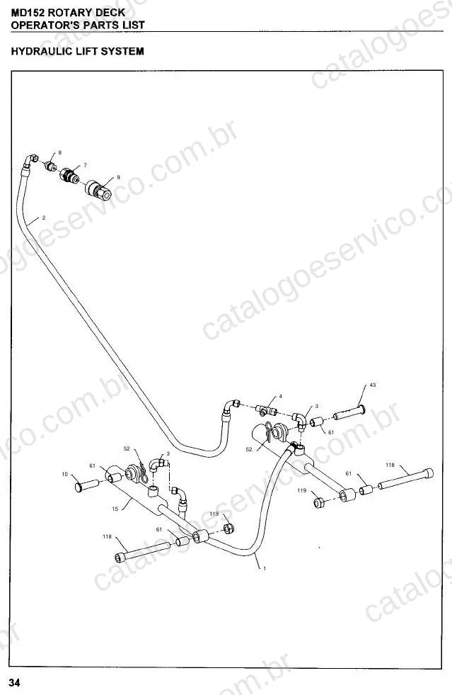Vista explodida do Catálogo de Peças Massey Ferguson TMR152 — exemplo 1