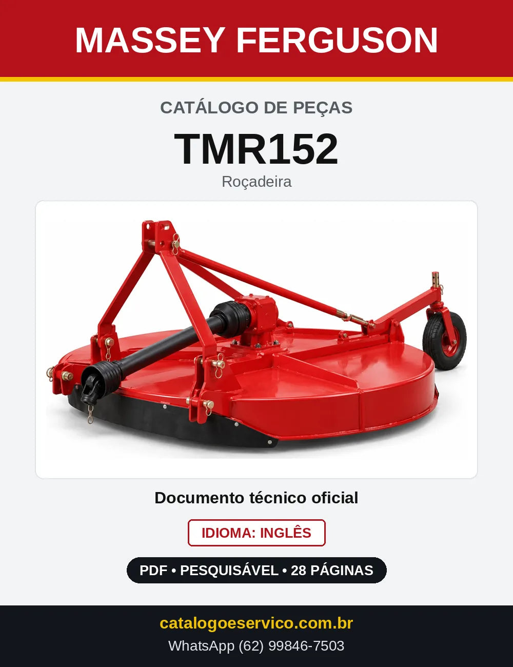 Capa do Catálogo de Peças Massey Ferguson TMR152 — Roçadeira