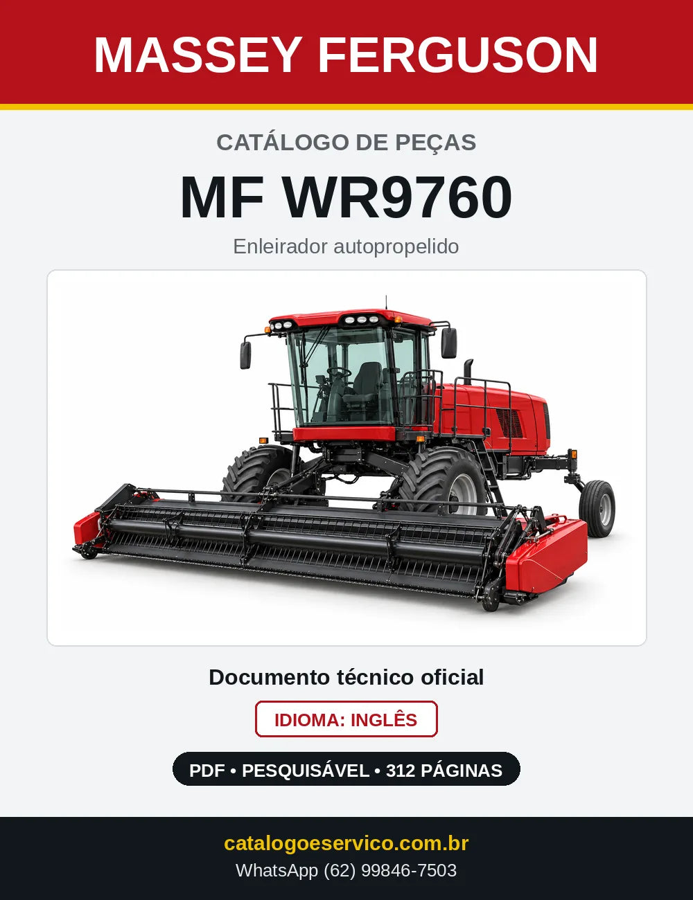 Capa do catálogo de peças Massey Ferguson MF WR9760 em PDF