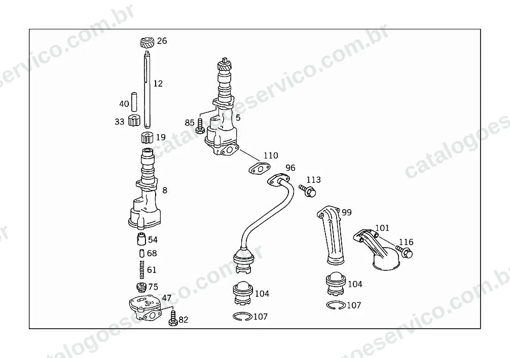 Vista explodida do Catálogo de Peças Mercedes-Benz 1718 A e 1720 A (1)