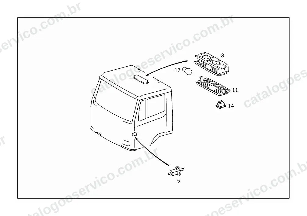 Vista explodida do Catálogo de Peças Mercedes-Benz 1718 A (3)
