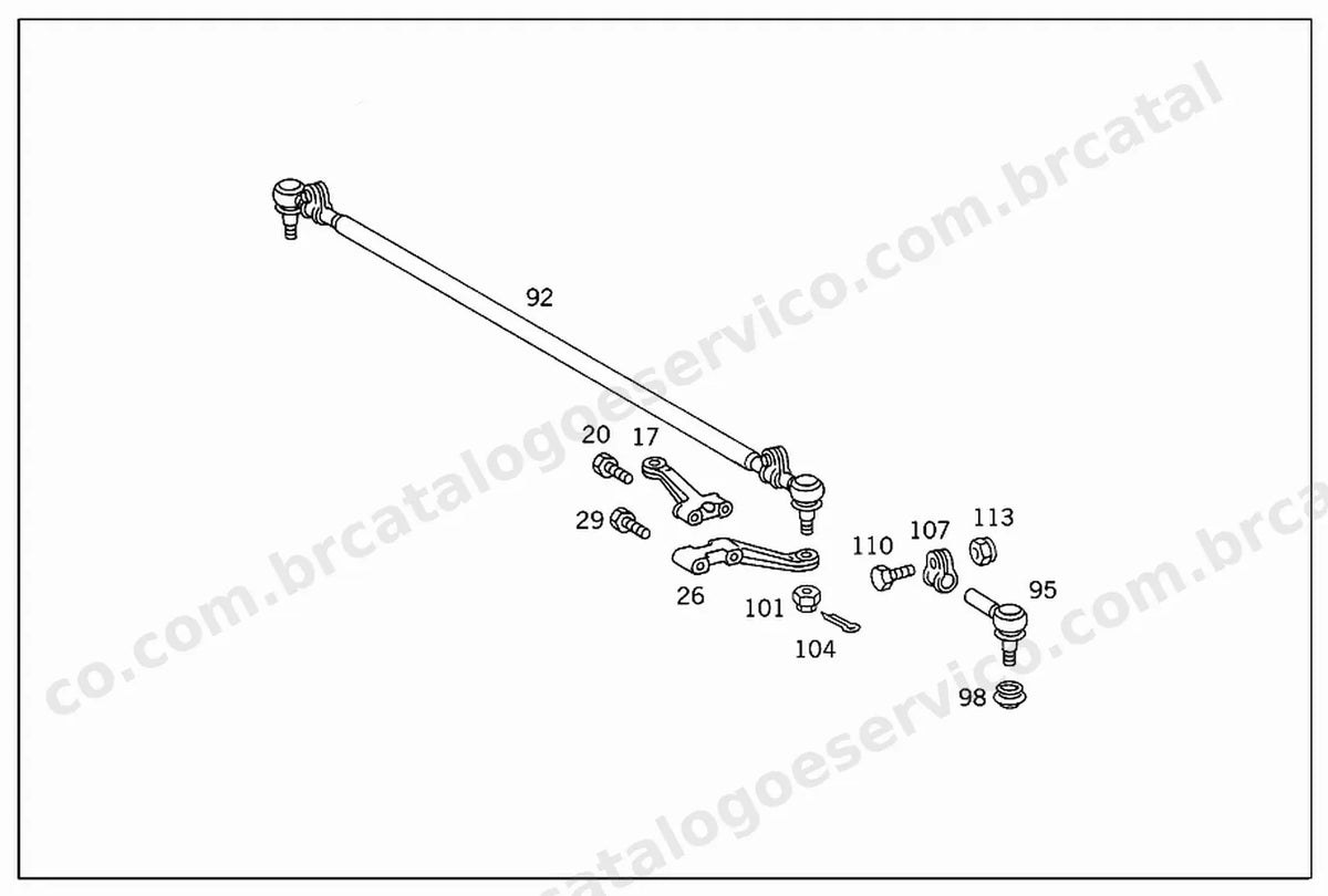 Vista explodida 3 do Catálogo de Peças Mercedes-Benz L 608 D, LO 608 D, 708 e 508