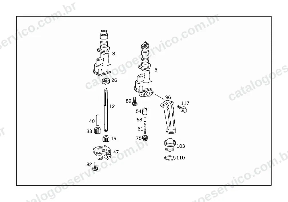 Vista explodida do Catálogo de Peças Mercedes-Benz 710, LO 610 e LO 712 (2)