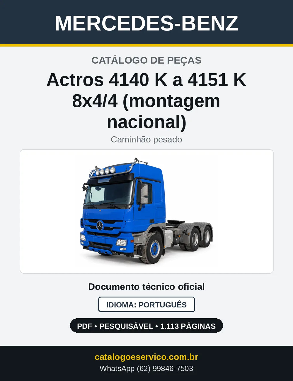Capa do Catálogo de Peças Mercedes-Benz Actros 4140 K a 4151 K 8x4/4 (montagem nacional)
