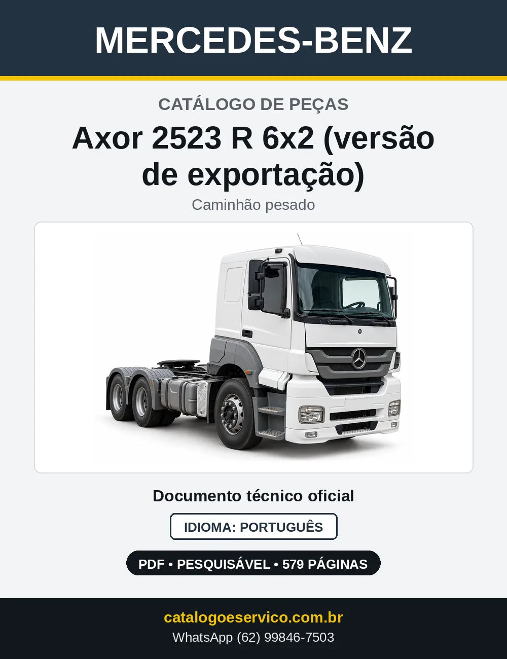 Capa do Catálogo de Peças Mercedes-Benz Axor 2523 R 6x2 (versão de exportação)