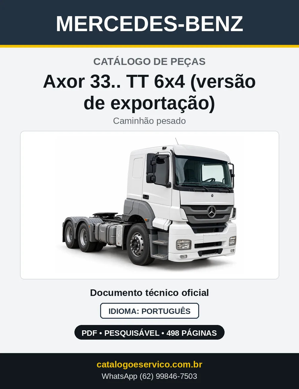 Capa do Catálogo de Peças Mercedes-Benz Axor 33.. TT 6x4 (versão de exportação)