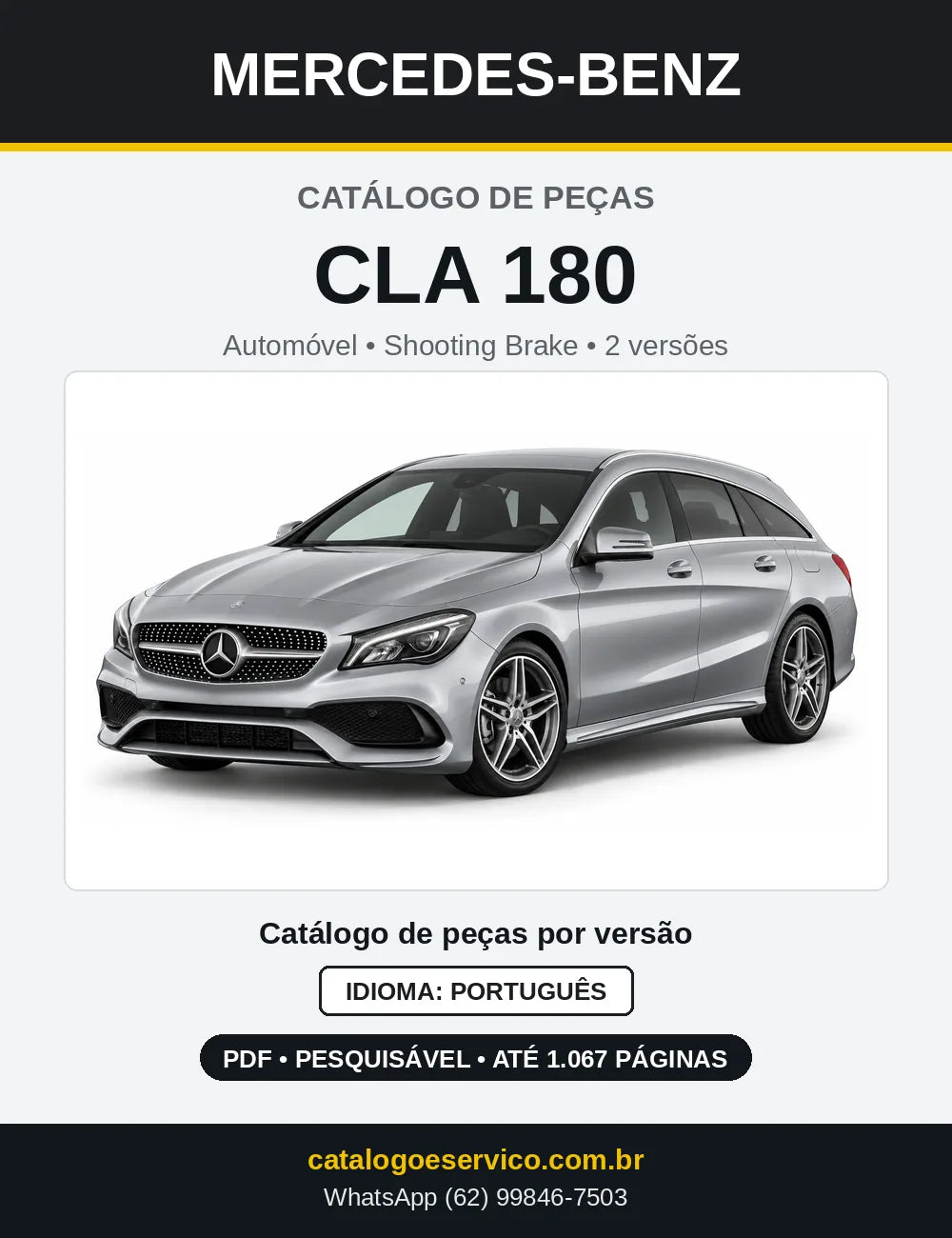 Capa do Catálogo de Peças Mercedes-Benz CLA 180 Shooting Brake em PDF