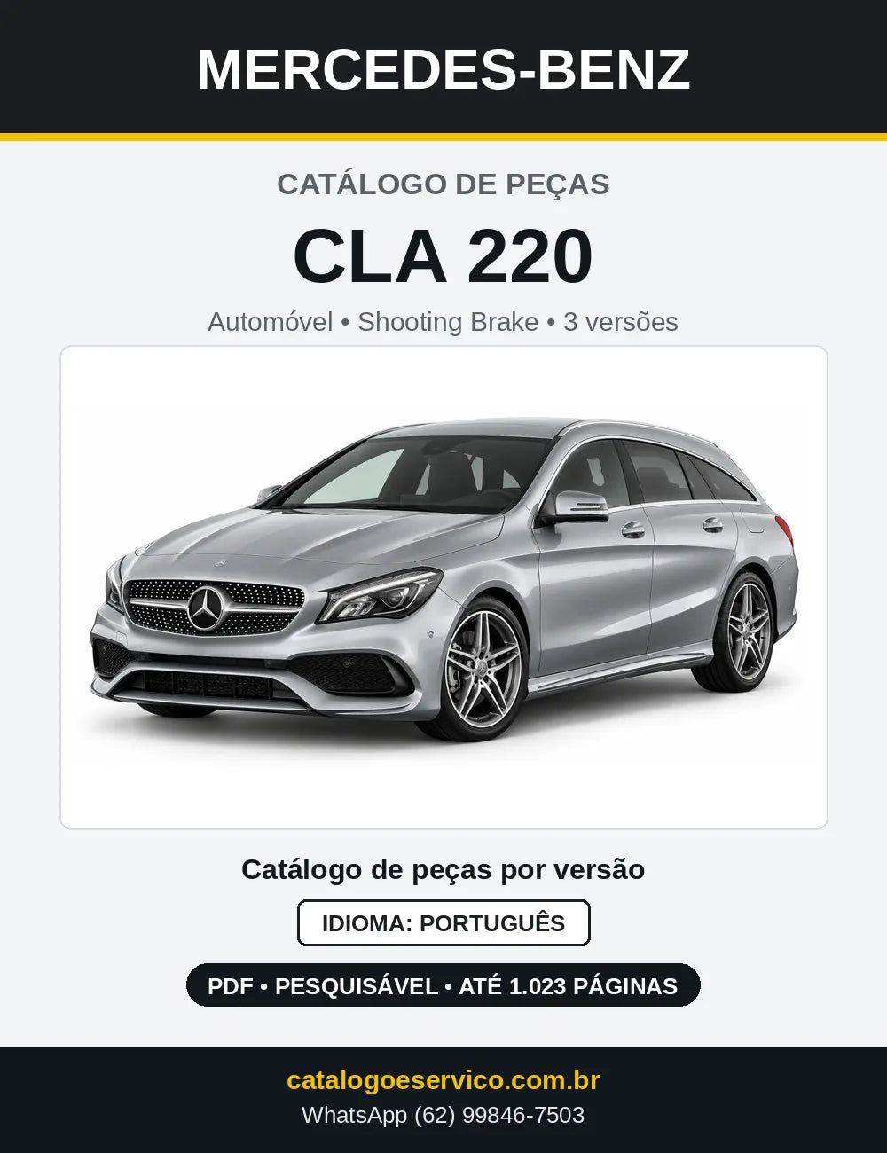 Capa do Catálogo de Peças Mercedes-Benz CLA 220 Shooting Brake em PDF