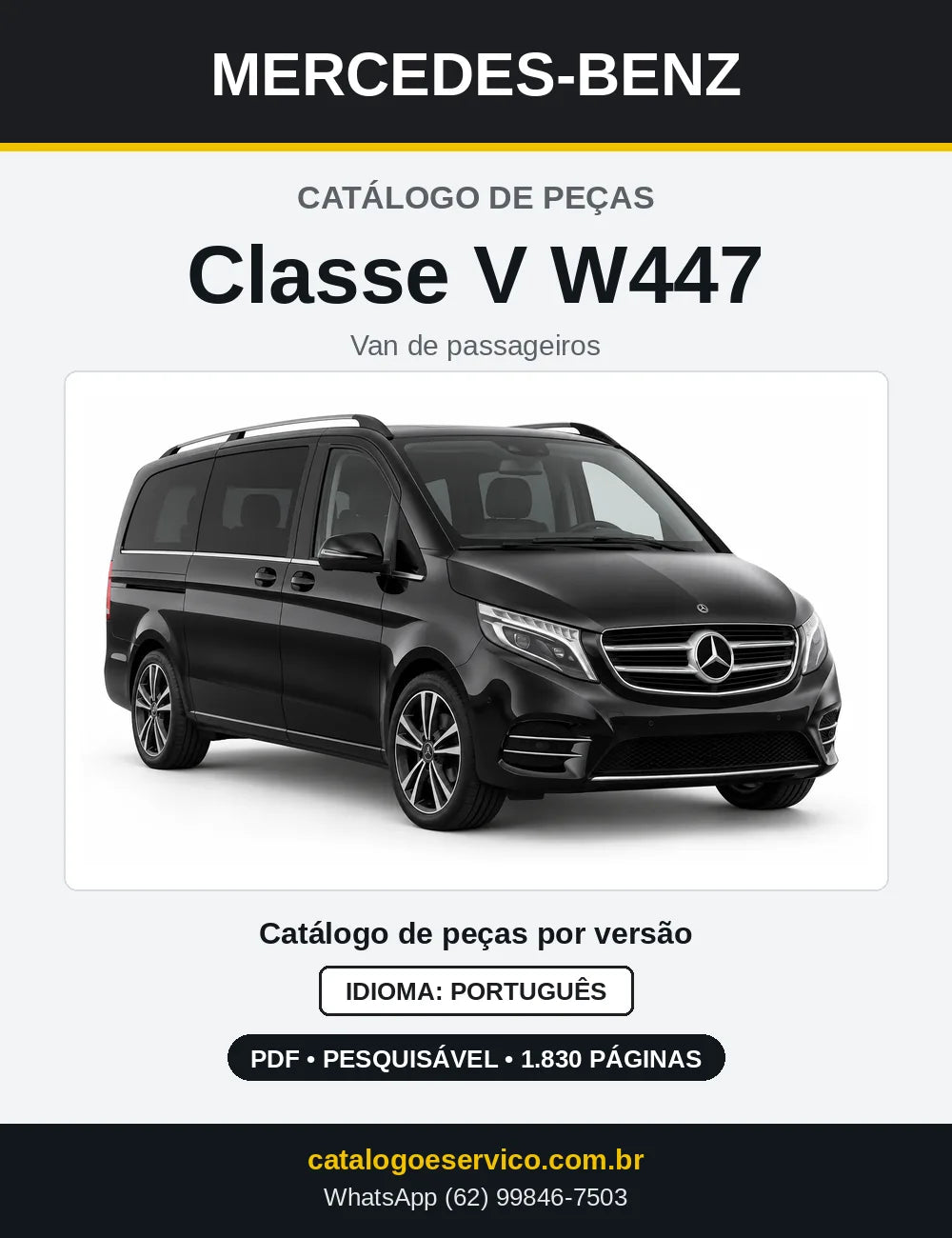 Capa do Catálogo de Peças Mercedes-Benz Classe V W447 em PDF