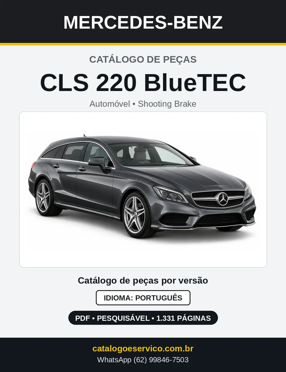 Capa do Catálogo de Peças Mercedes-Benz CLS 220 BlueTEC Shooting Brake em PDF