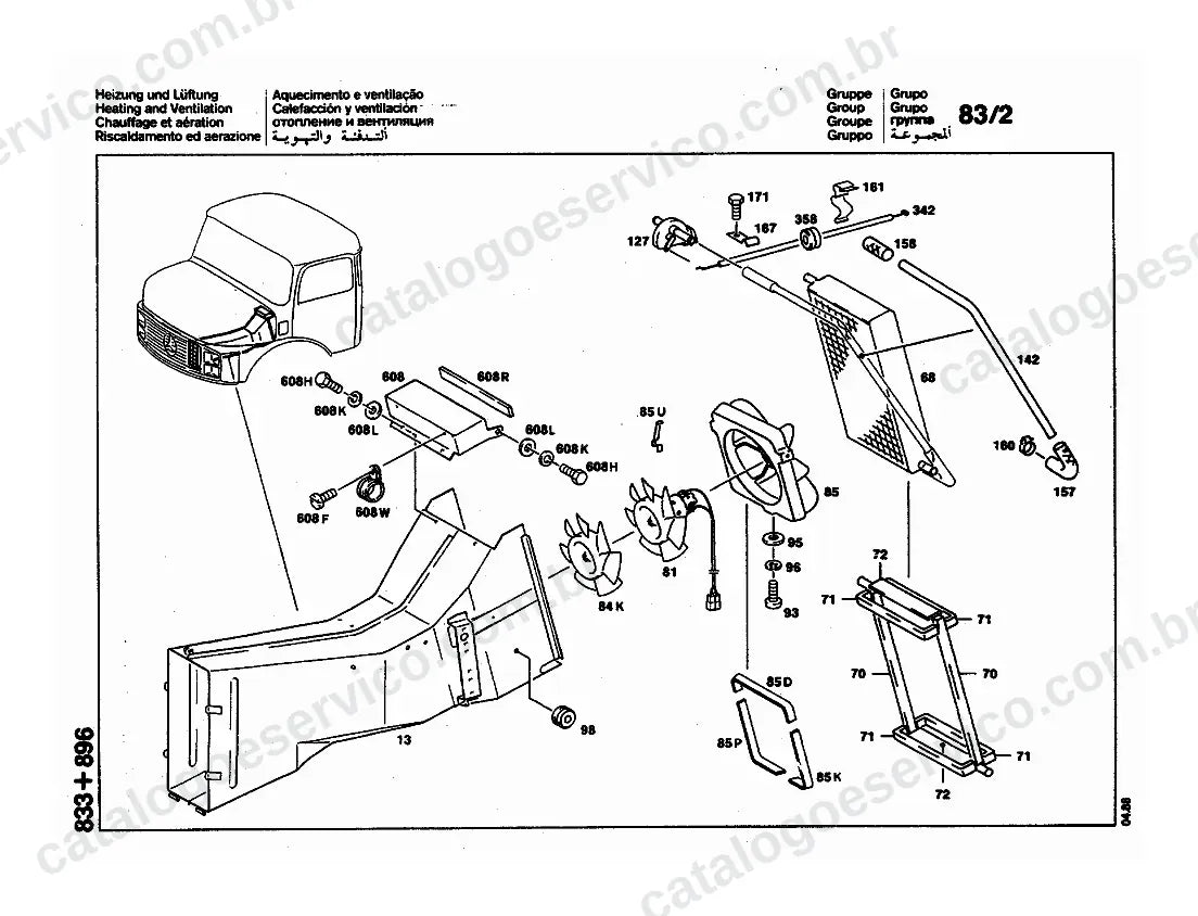 Vista explodida do Catálogo de Peças Mercedes-Benz L 1418 (versão EUA) (3)