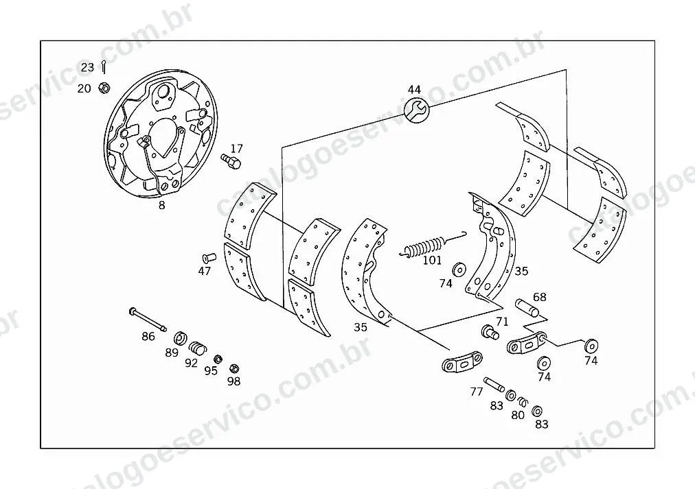 Vista explodida do Catálogo de Peças Mercedes-Benz L 1514 (versão Argentina) (3)