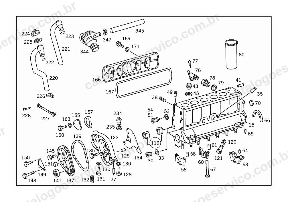 Vista explodida do Catálogo de Peças Mercedes-Benz L 1516, L 1517 e L 1518 (1)