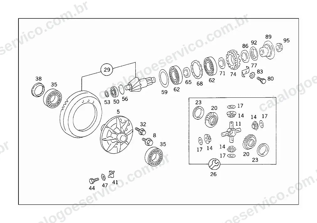 Vista explodida do Catálogo de Peças Mercedes-Benz LB 2318 e LB 2418 (3)