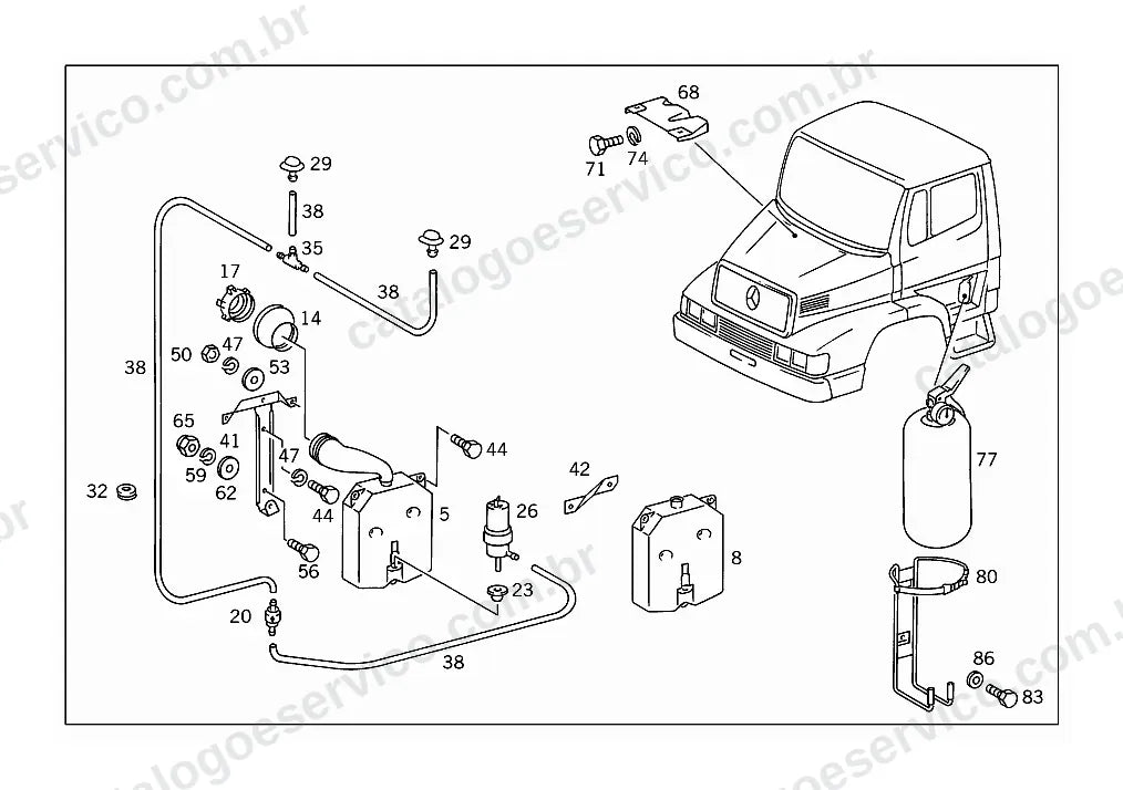 Vista explodida do Catálogo de Peças Mercedes-Benz LK 1414 (3)