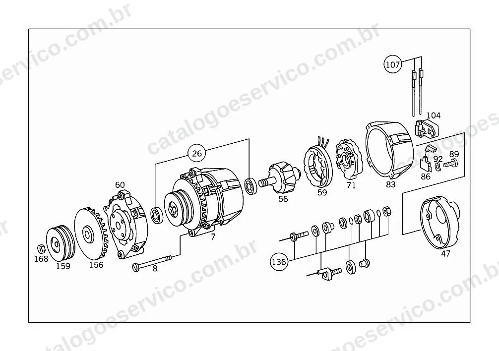 Vista explodida do Catálogo de Peças Mercedes-Benz LK 1621 e LK 1721 (1)