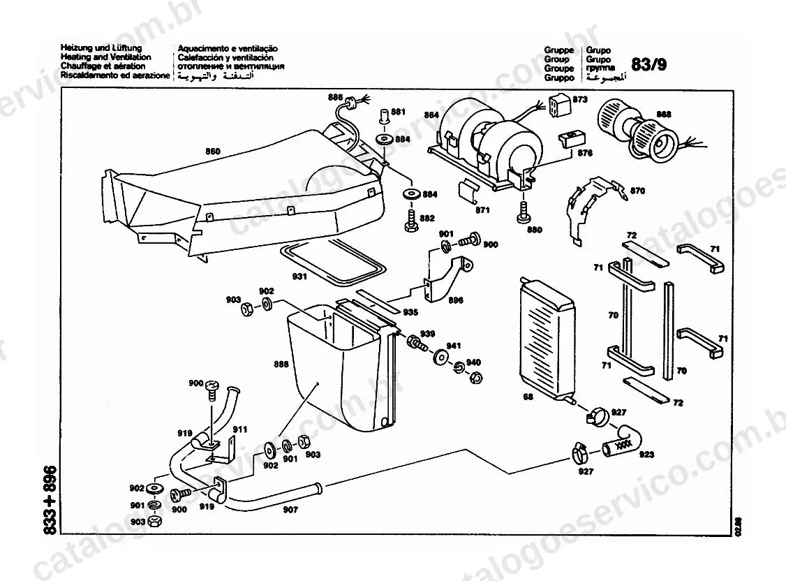 Vista explodida do Catálogo de Peças Mercedes-Benz LS 1418 (versão EUA) (4)