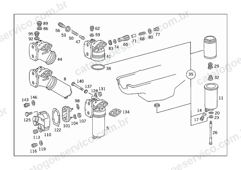 Vista explodida do Catálogo de Peças Mercedes-Benz LS 1524 e LS 1525 (1)