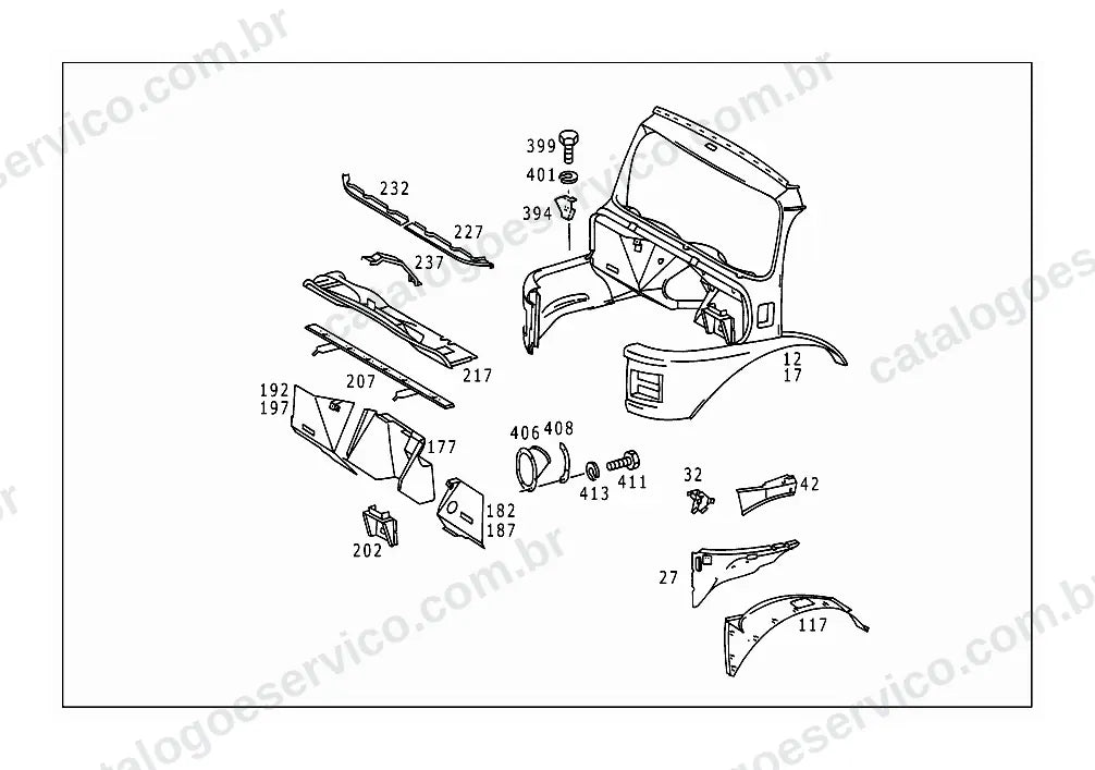 Vista explodida do Catálogo de Peças Mercedes-Benz LS 1524 e LS 1525 (2)