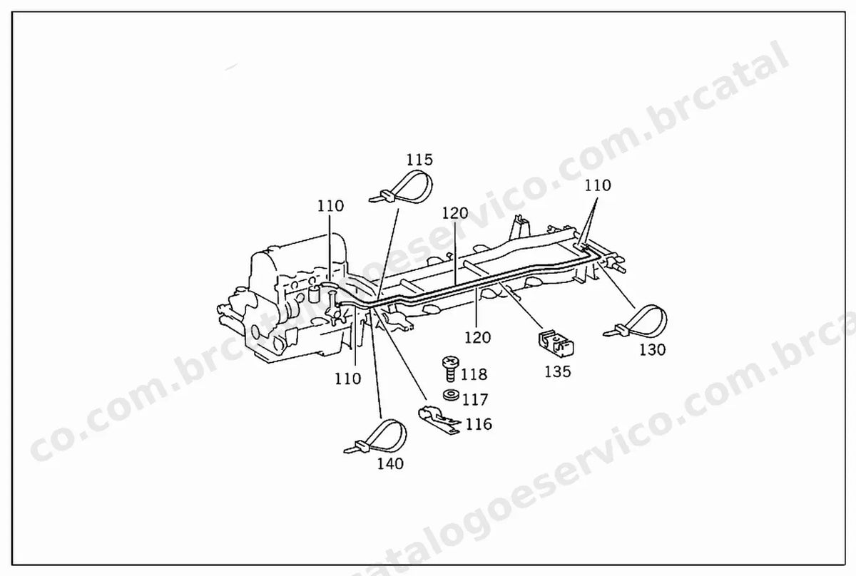 Vista explodida 1 do Catálogo de Peças Mercedes-Benz MB 180, MB 160 e MB 140
