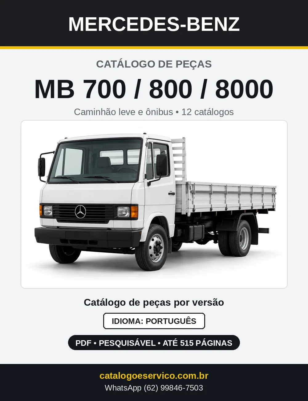 Capa do Catálogo de Peças Mercedes-Benz MB 500, 700, 800, 8000 e MBO em PDF
