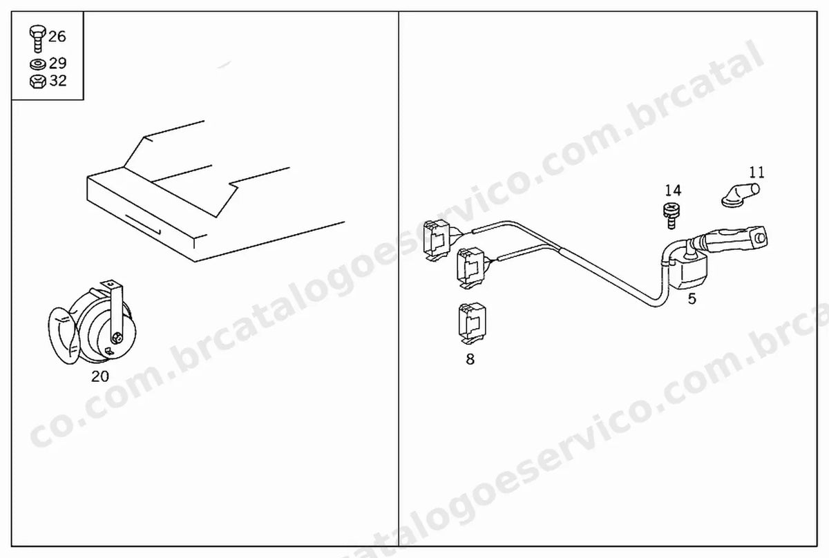 Vista explodida 1 do Catálogo de Peças Mercedes-Benz MBO 1418
