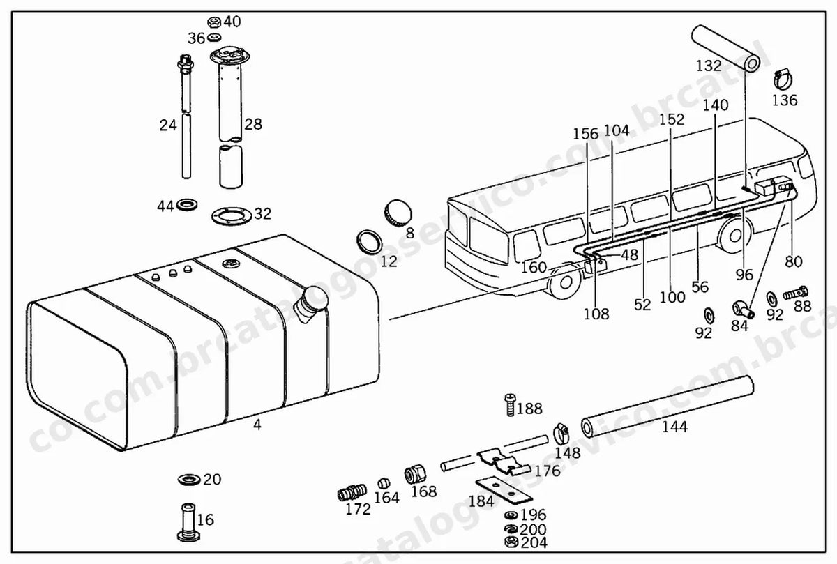 Vista explodida 4 do Catálogo de Peças Mercedes-Benz O 355