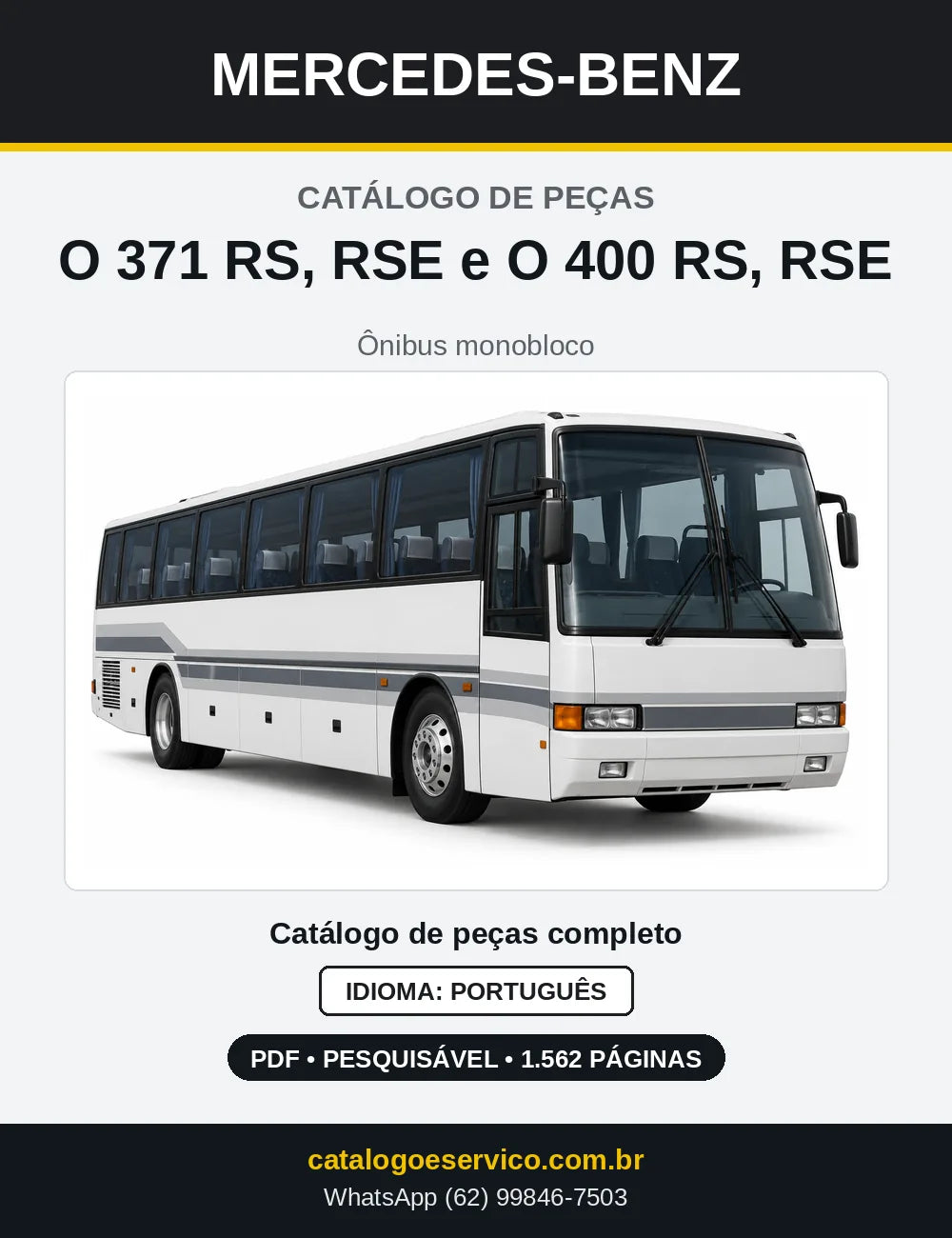 Capa do Catálogo de Peças Mercedes-Benz O 371 RS, RSE e O 400 RS, RSE em PDF