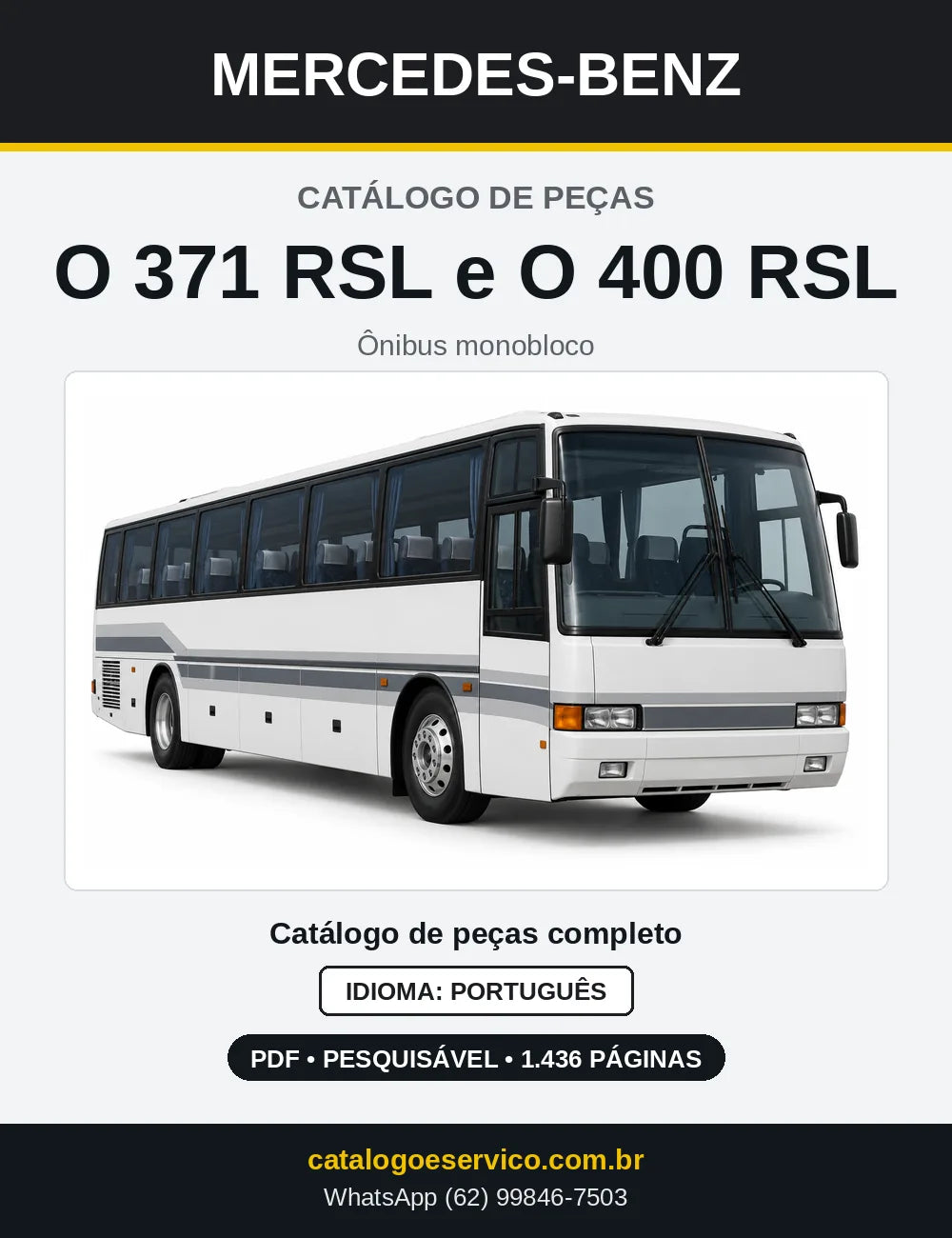 Capa do Catálogo de Peças Mercedes-Benz O 371 RSL e O 400 RSL em PDF