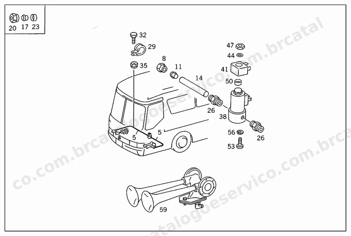Vista explodida 3 do Catálogo de Peças Mercedes-Benz O 371