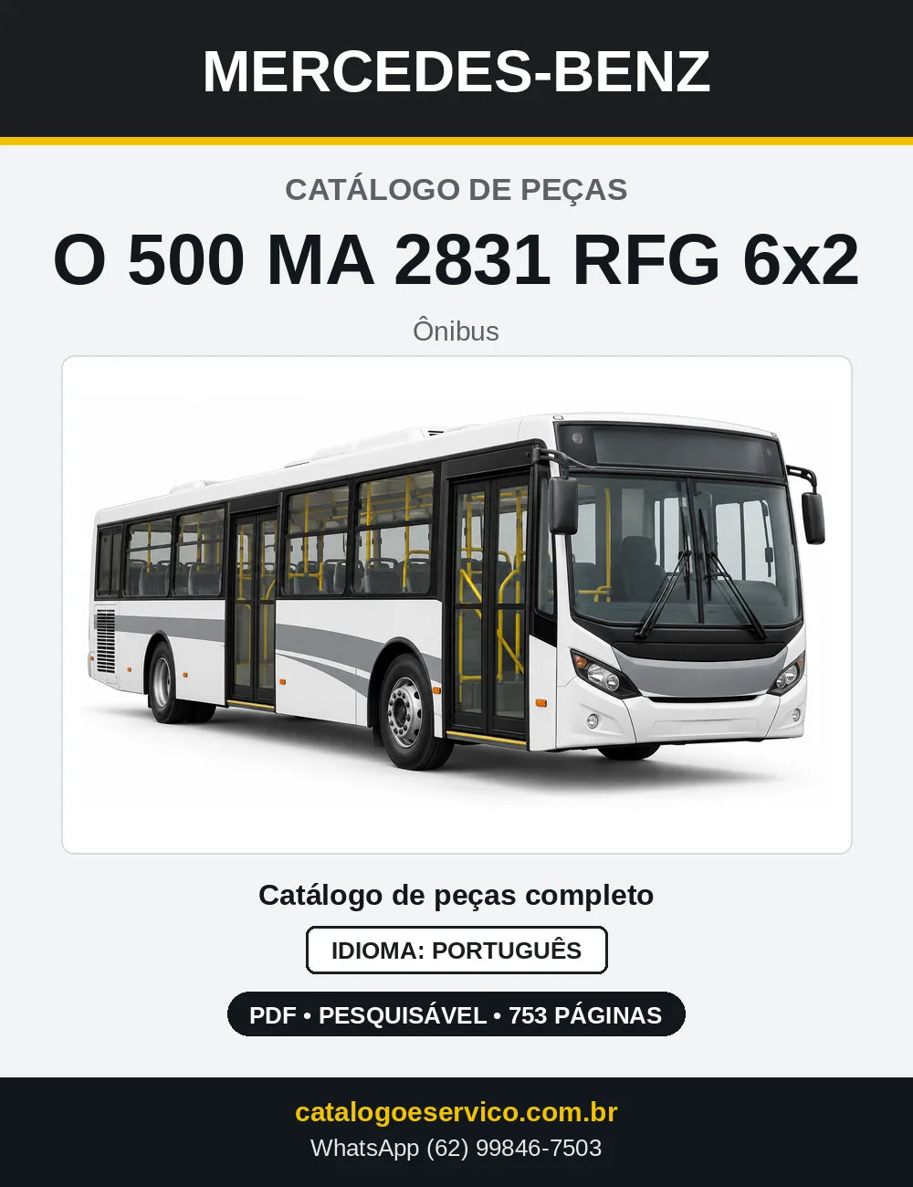 Capa do Catálogo de Peças Mercedes-Benz O 500 MA 2831 RFG 6x2 em PDF