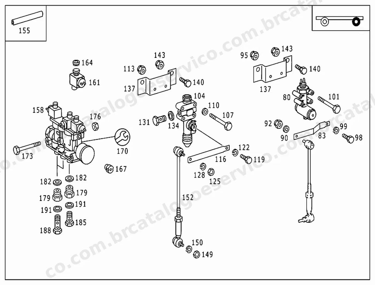 Vista explodida 1 do Catálogo de Peças Mercedes-Benz OH 1115