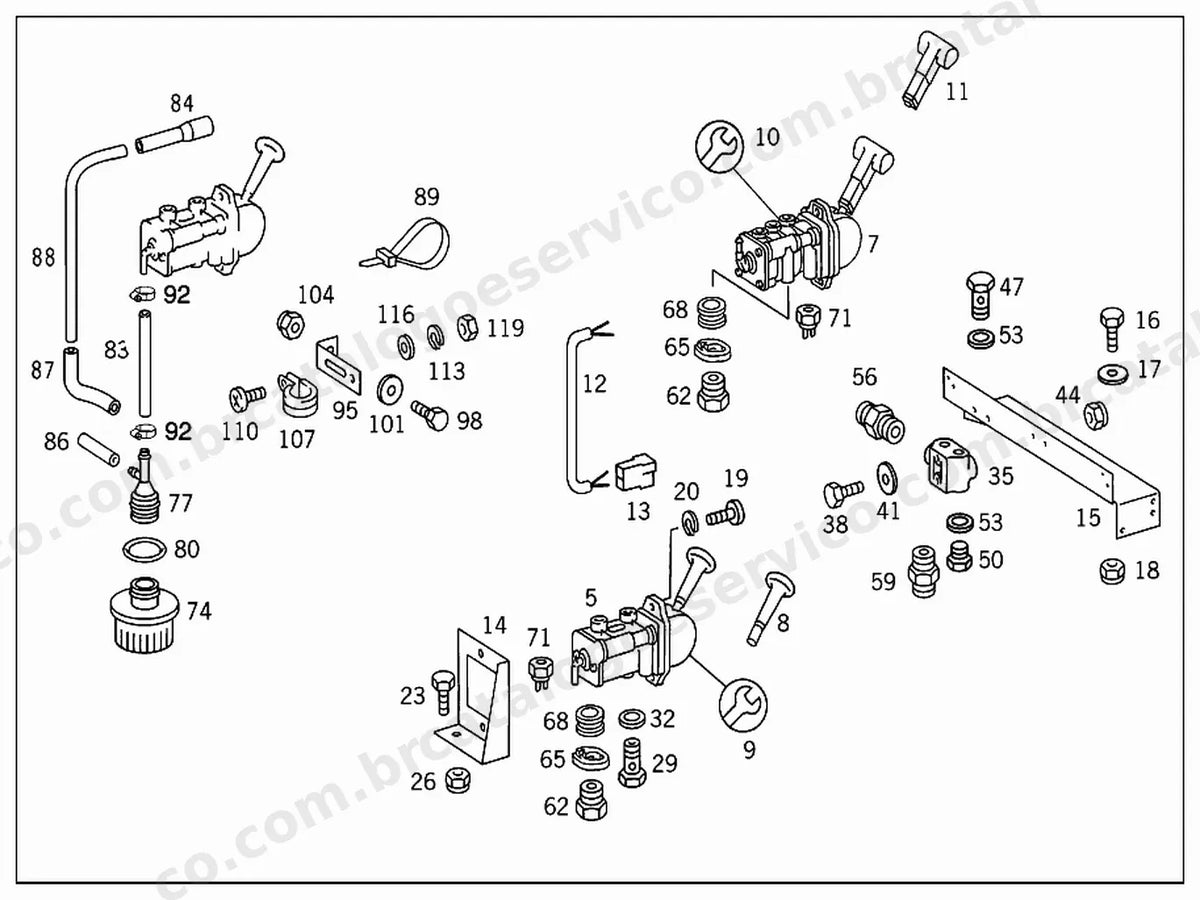 Vista explodida 4 do Catálogo de Peças Mercedes-Benz OH 1621 L e OH 1623 LG