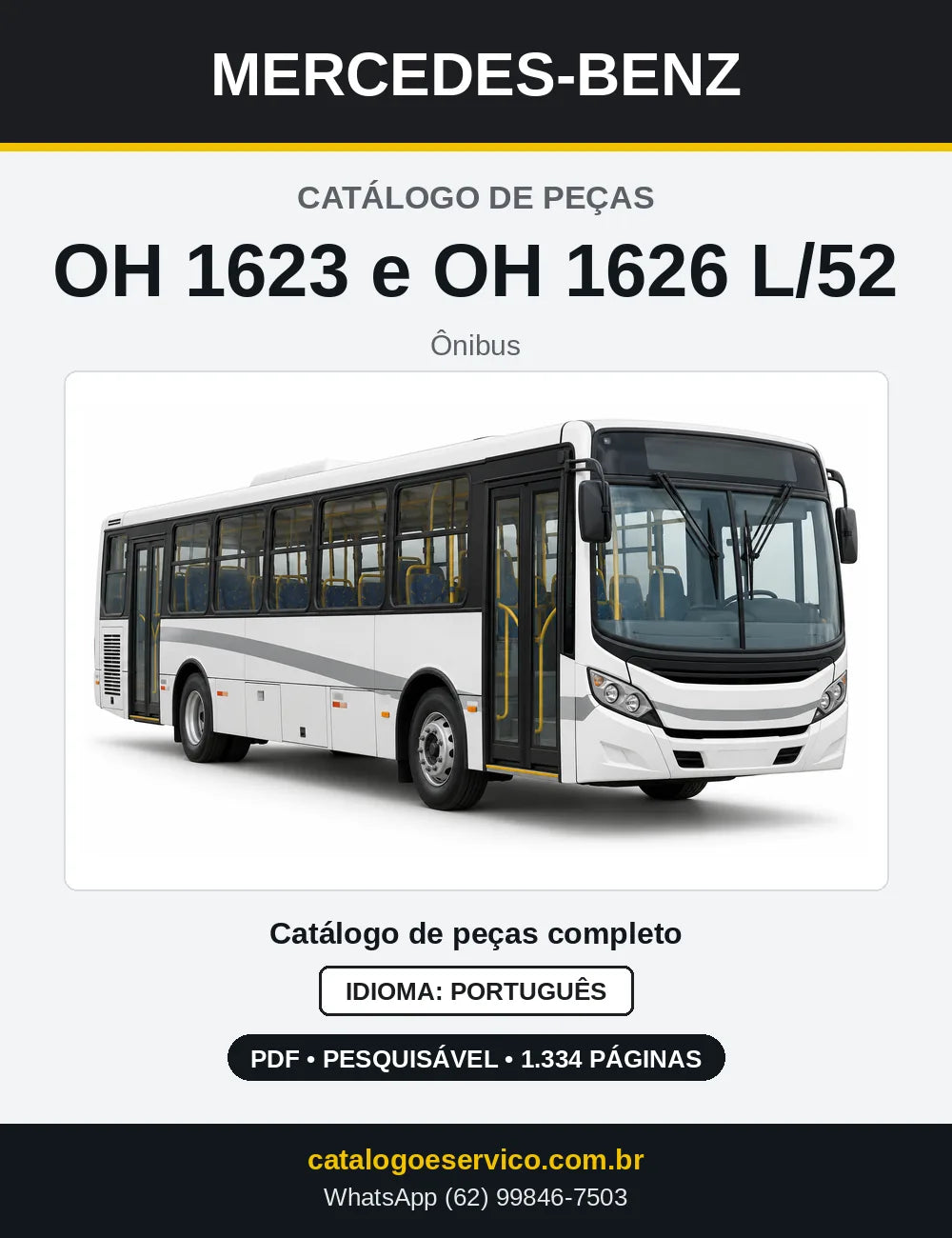 Capa do Catálogo de Peças Mercedes-Benz OH 1623 e OH 1626 L/52 em PDF