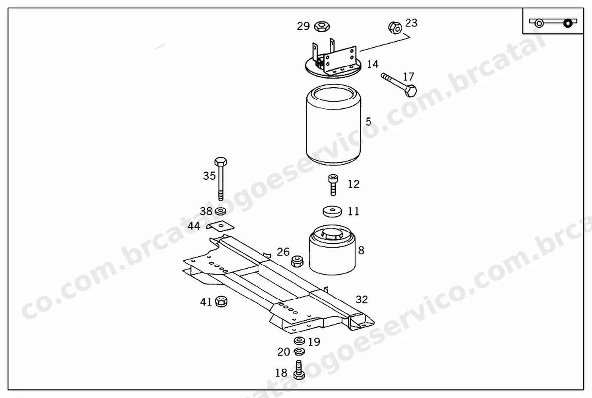 Vista explodida 2 do Catálogo de Peças Mercedes-Benz OH 1635 L