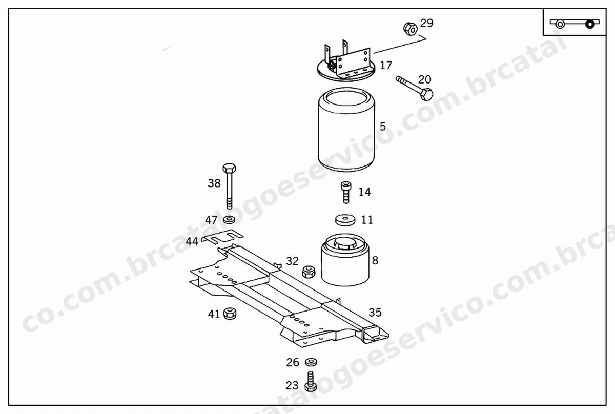 Vista explodida 4 do Catálogo de Peças Mercedes-Benz OH 1636 L