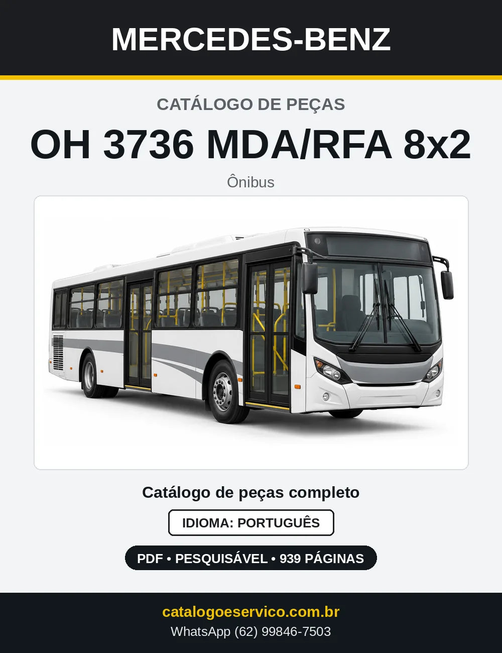 Capa do Catálogo de Peças Mercedes-Benz OH 3736 MDA/RFA 8x2 em PDF