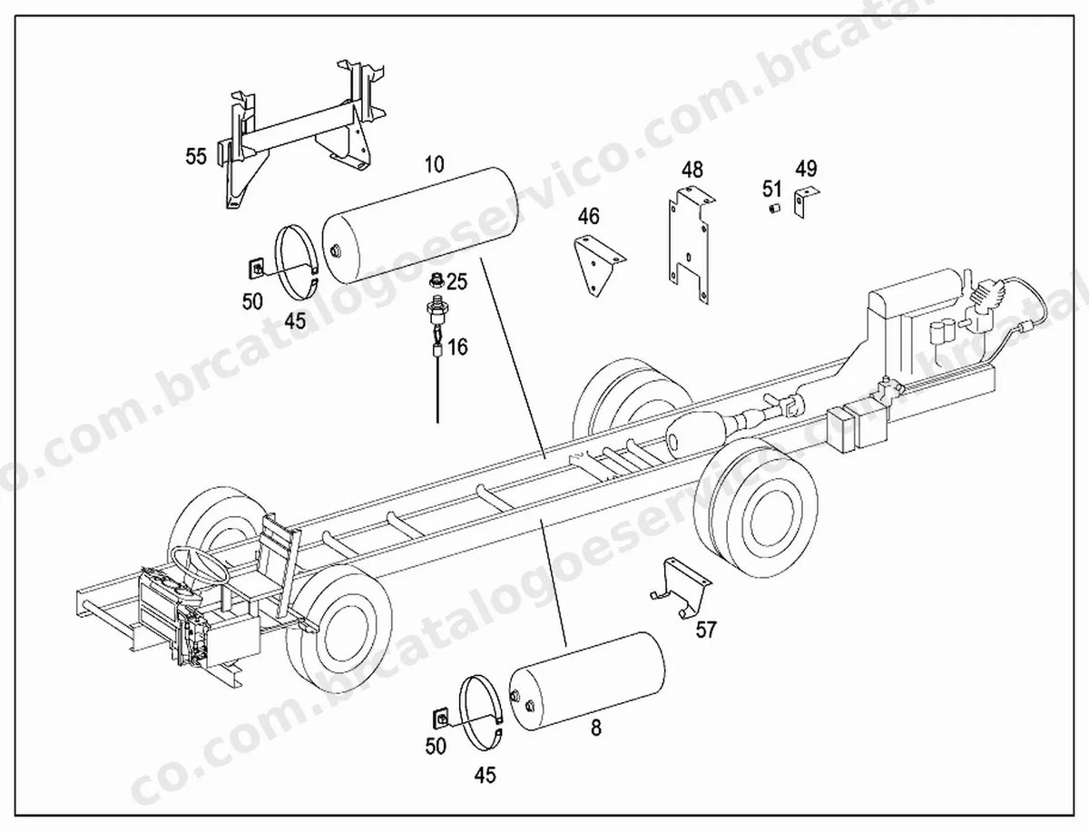 Vista explodida 1 do Catálogo de Peças Mercedes-Benz OMC 1419/51, OMC 1423/51 e OMC 1426