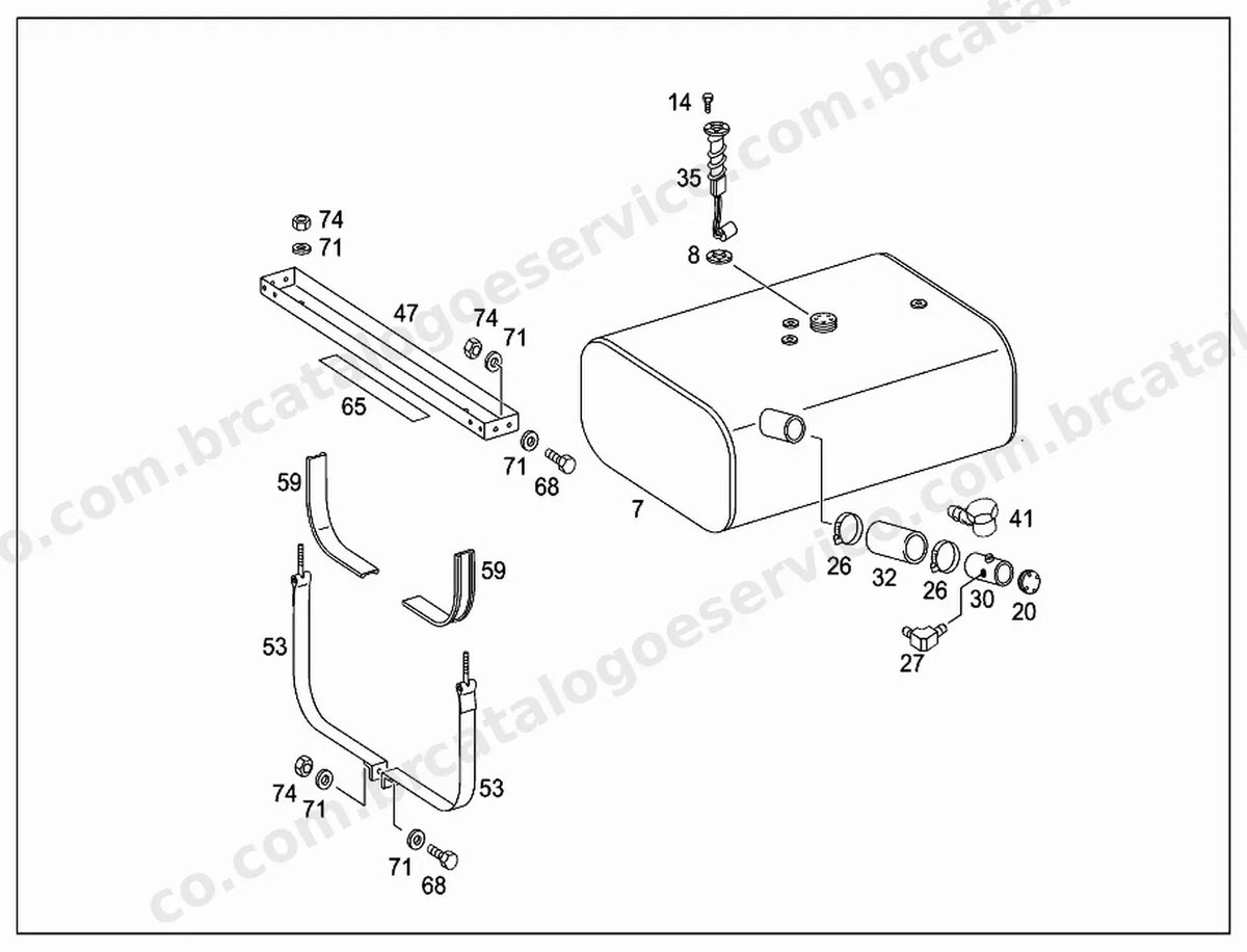 Vista explodida 2 do Catálogo de Peças Mercedes-Benz OMC 1419/51, OMC 1423/51 e OMC 1426
