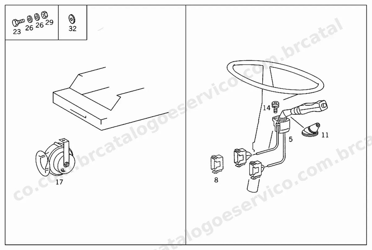 Vista explodida 1 do Catálogo de Peças Mercedes-Benz OMC 1425 ALN
