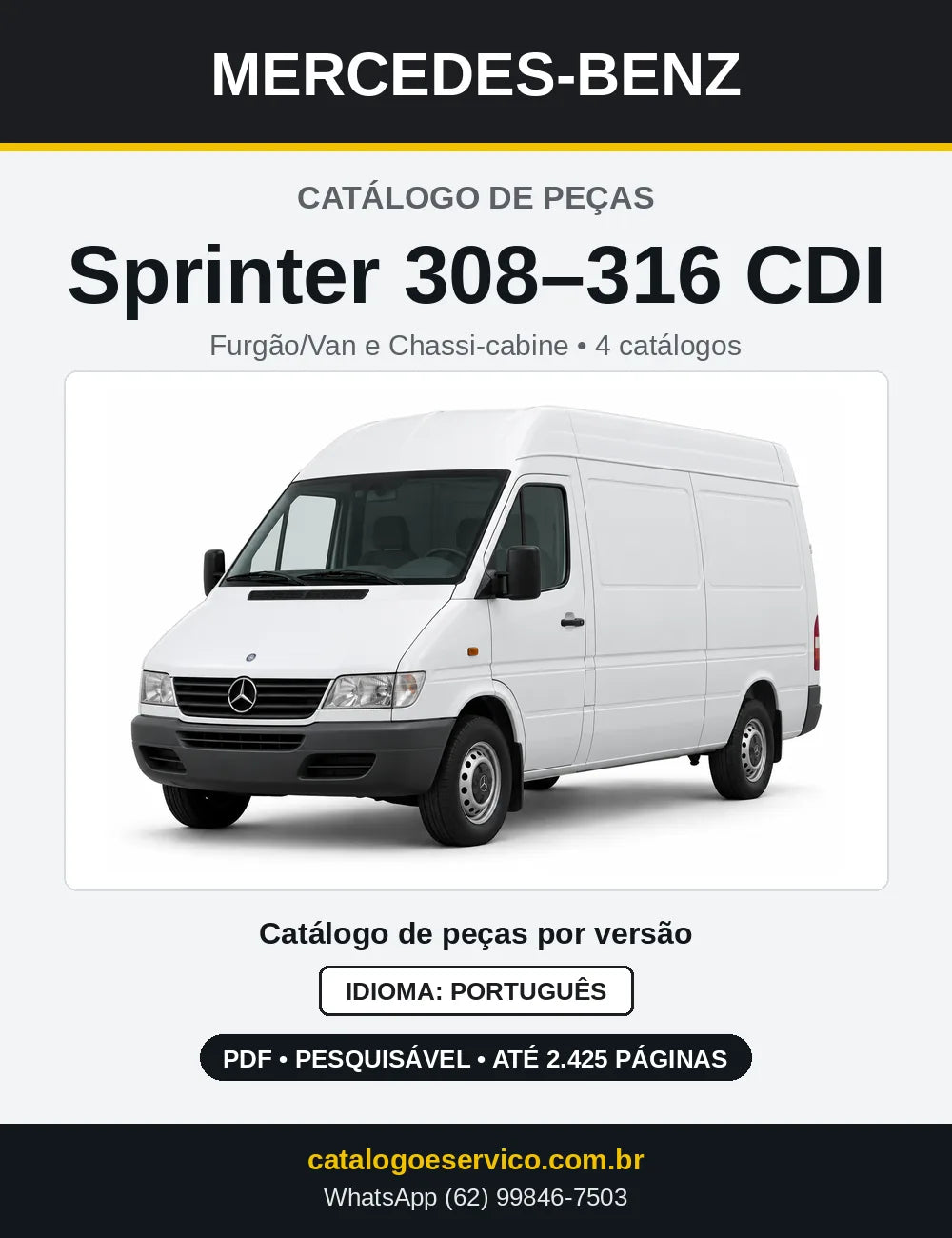 Capa do Catálogo de Peças Mercedes-Benz Sprinter 308 a 316 CDI e 310 D (1ª geração) em PDF