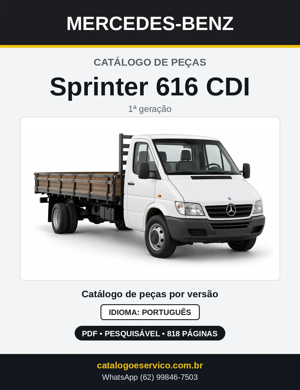 Capa do Catálogo de Peças Mercedes-Benz Sprinter 616 CDI (1ª geração) em PDF