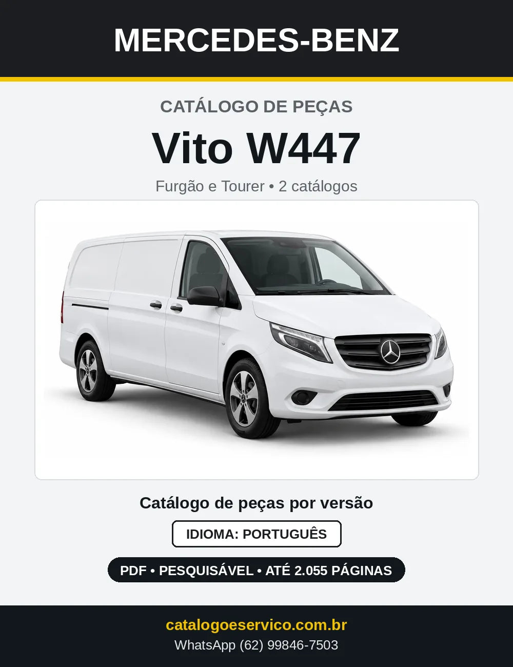 Capa do Catálogo de Peças Mercedes-Benz Vito W447 Furgão e Tourer em PDF