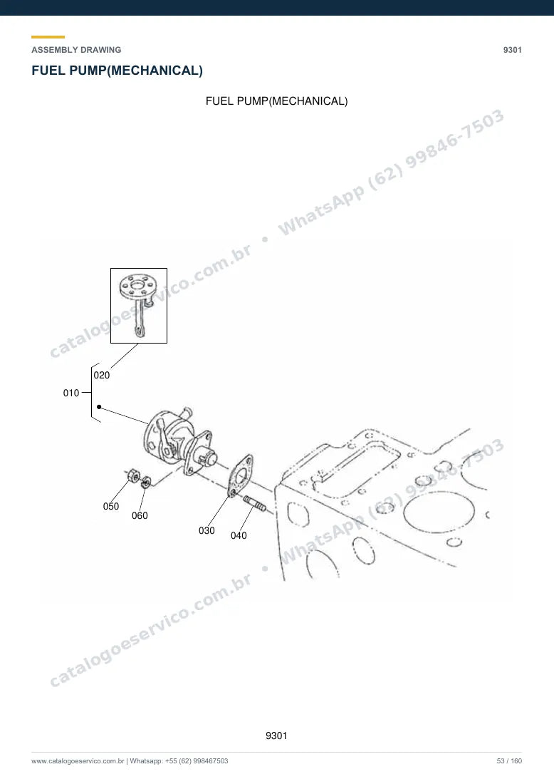 Catálogo de peças Hyundai HSL800T: desenho de montagem — combustível e injeção