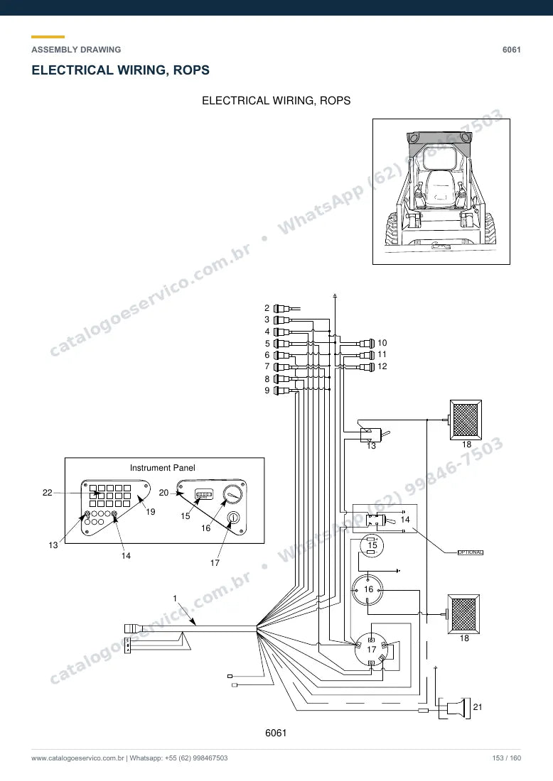 Catálogo de peças Hyundai HSL800T: desenho de montagem — sistema elétrico e controle