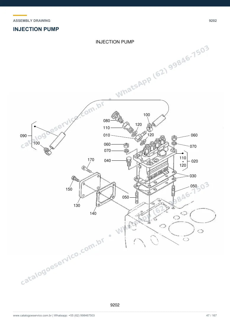 Catálogo de peças Hyundai HSL960T: desenho de montagem — combustível e injeção